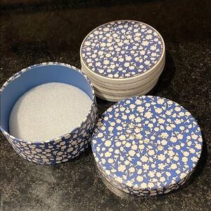 Draper James Blue and White Floral Box set of 4 Coasters, NWOT